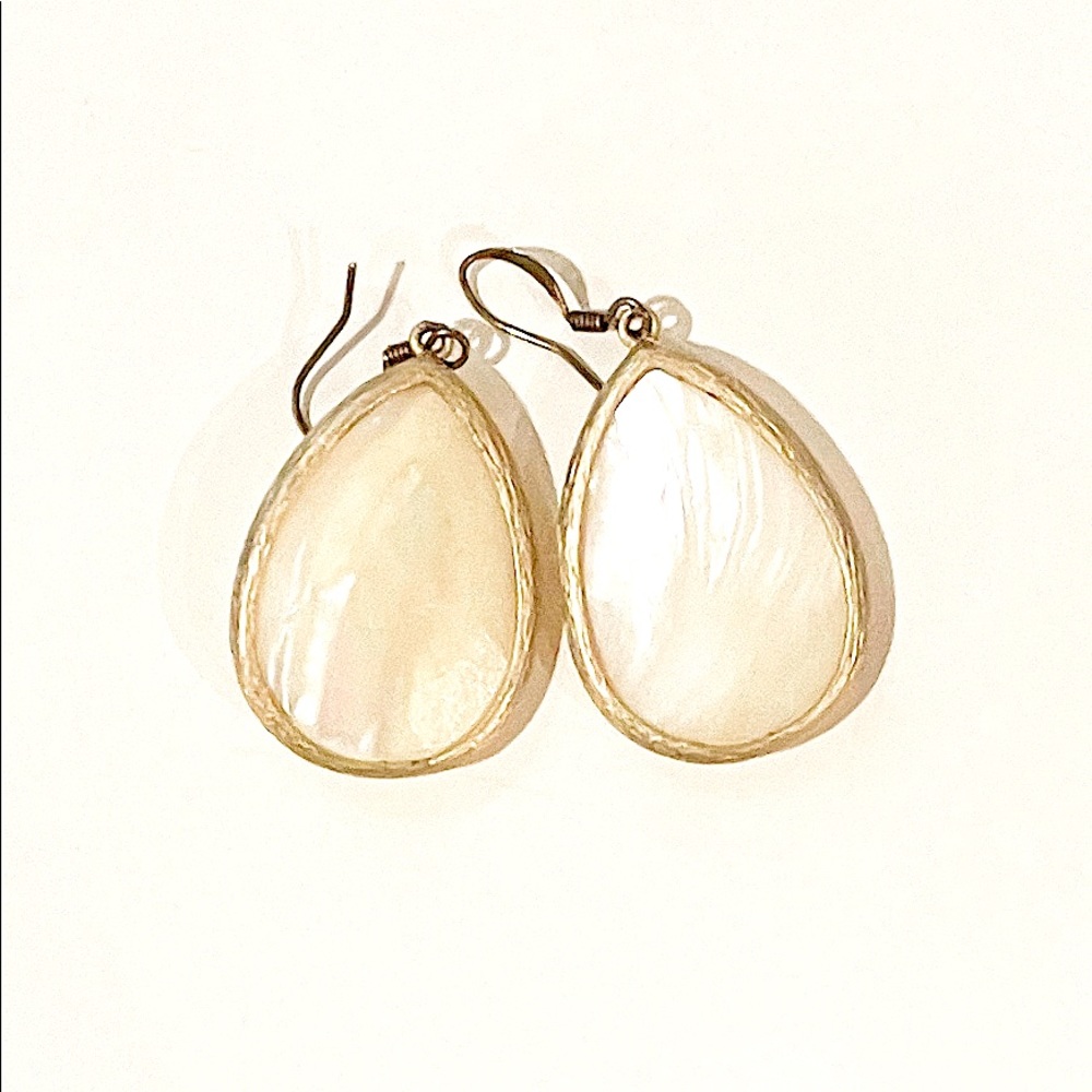 White + Gold Drop Earrings